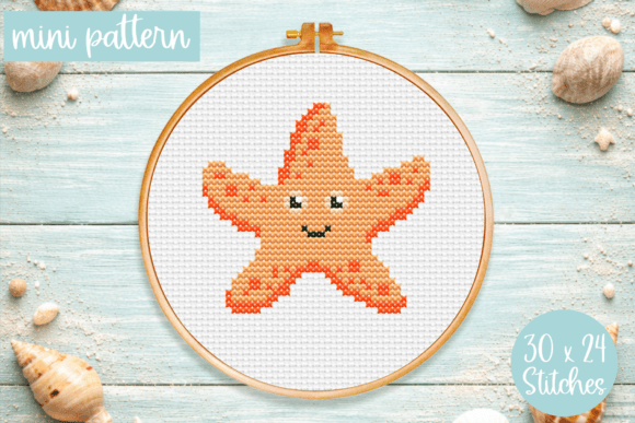 Mini Starfish Cross Stitch Pattern PDF