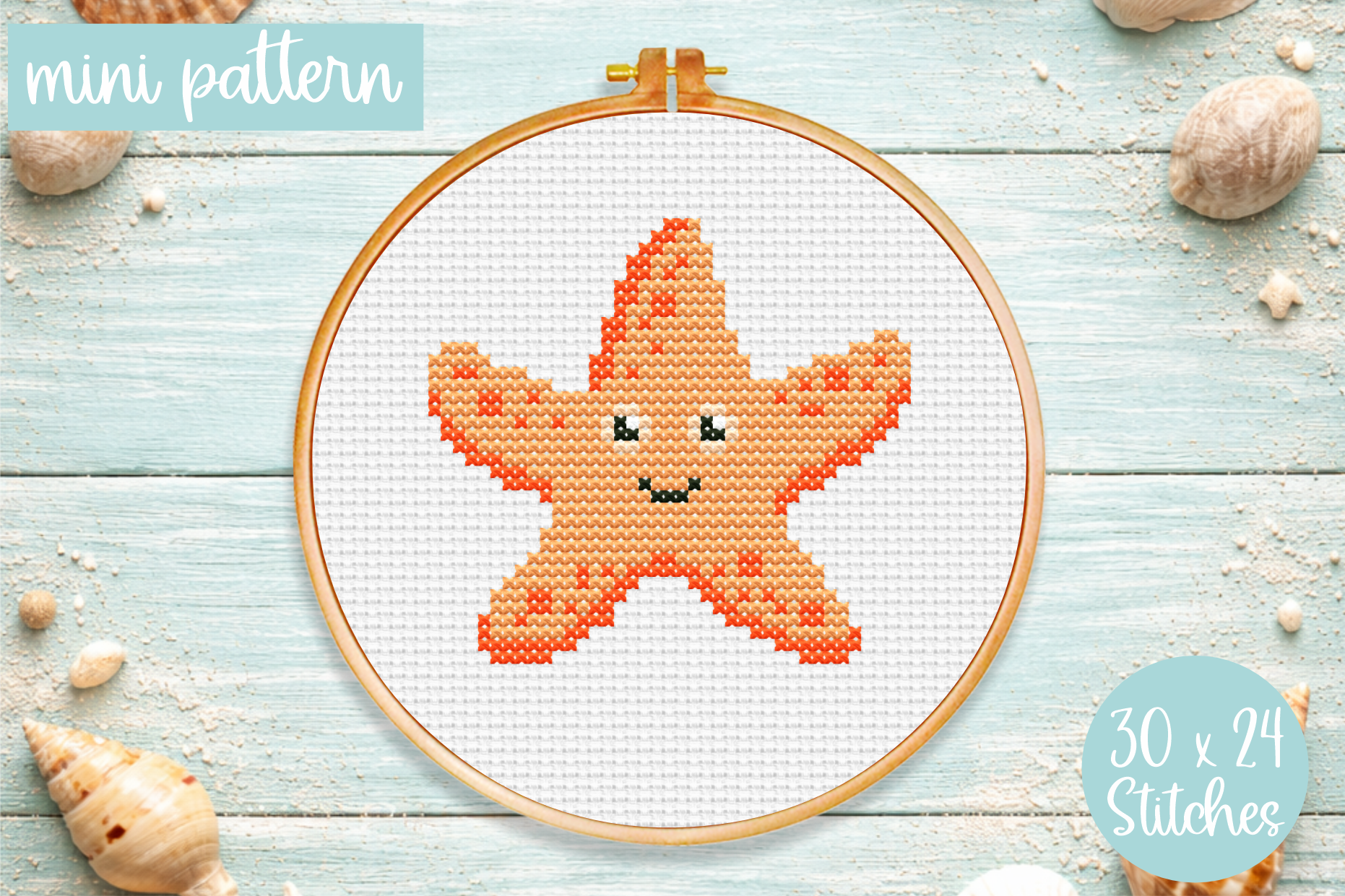 Mini Starfish Cross Stitch Pattern PDF