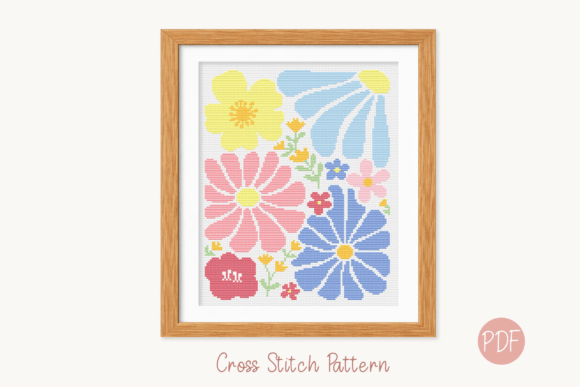 Modern Cross Stitch Pattern Floral PDF