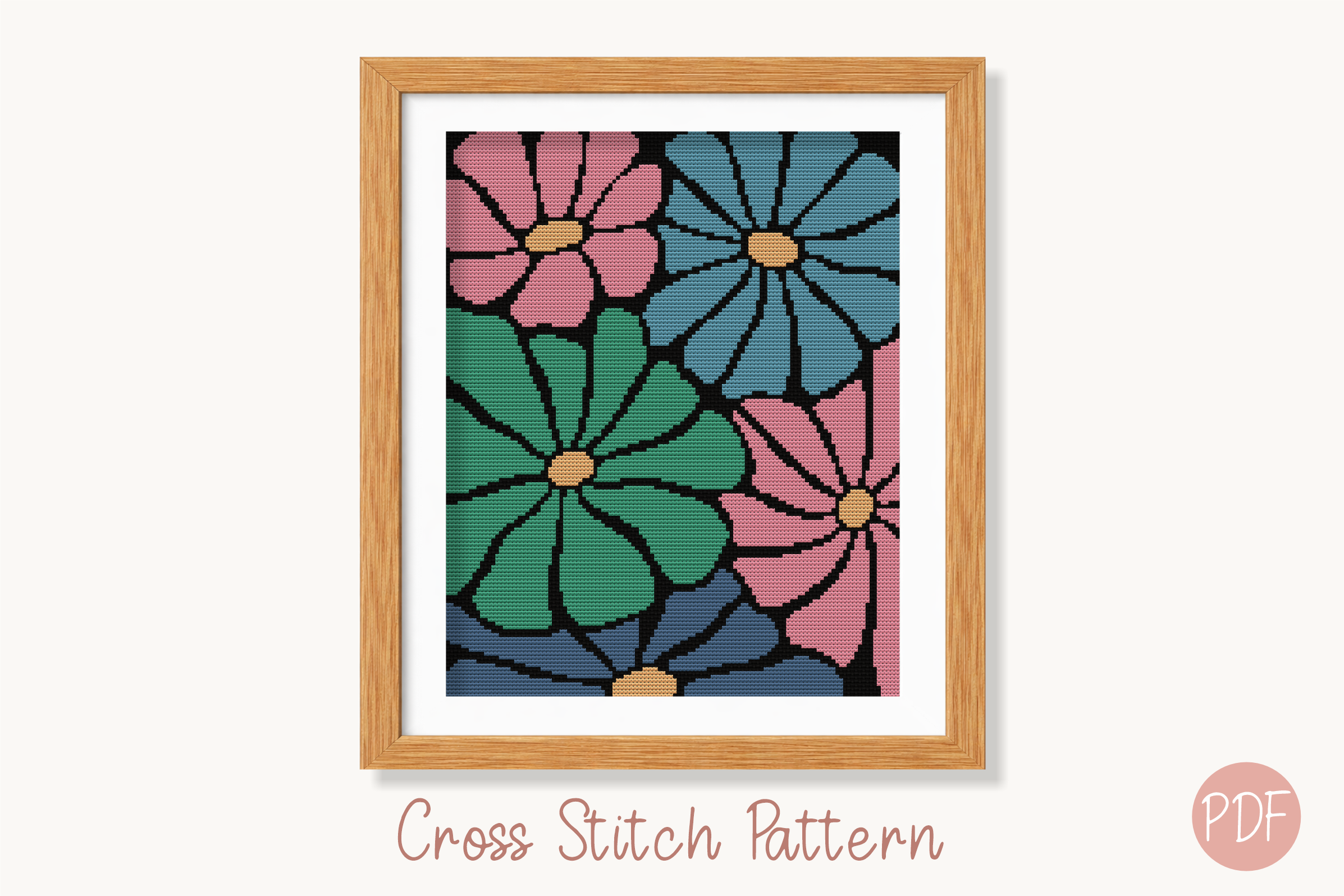 Modern Cross Stitch Pattern Floral PDF