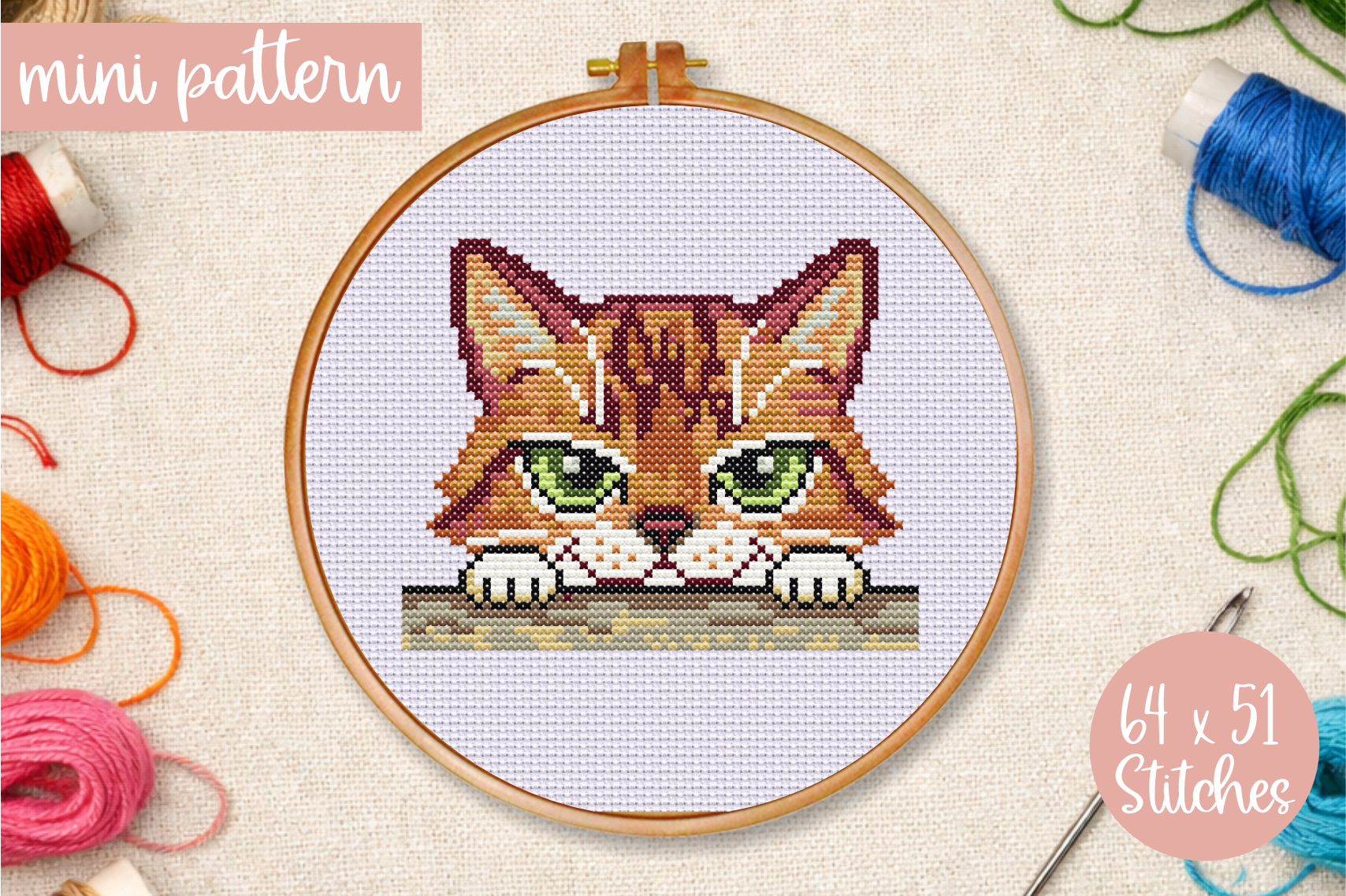 Orange Cat Cross Stitch Pattern Tabby