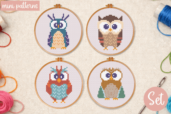 Owls Cross Stitch Pattern Bird Set PDF