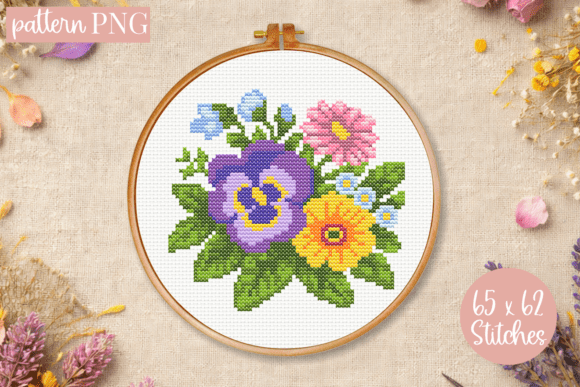 Pansy Cross Stitch Pattern Flowers