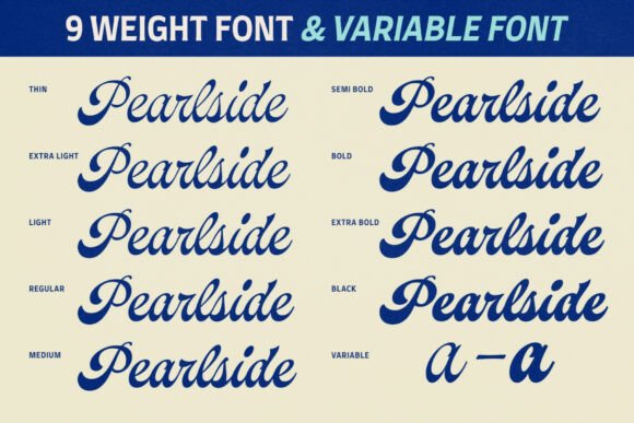 Pearlside Font PNG with transparent background - Preview 4