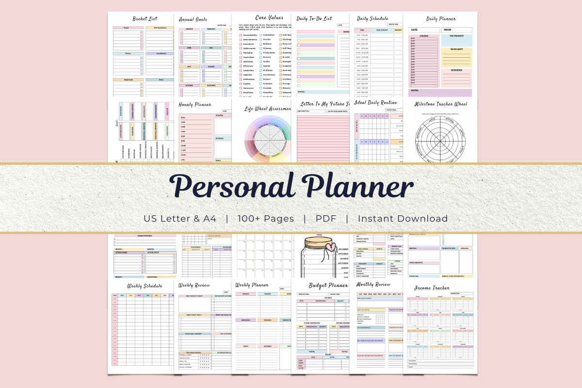 Personal Planner Bundle 100+ Pages PDF