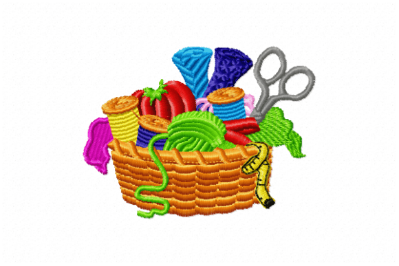 Sewing Basket Embroidery Design