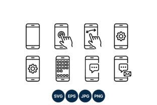 Smartphone icons with touch gestures and