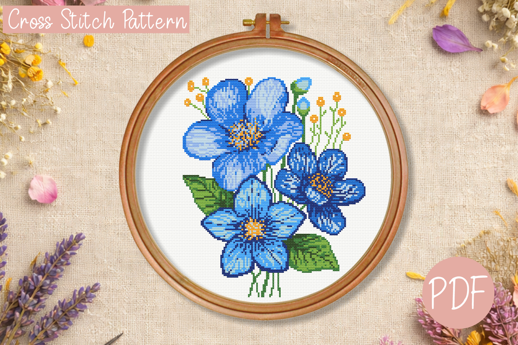 Spring Flowers Cross Stitch Pattern PDF