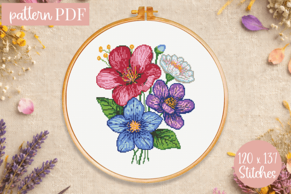 Spring Flowers Cross Stitch Pattern PDF