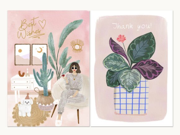 Watercolor Thank You & Best Wishes Cards