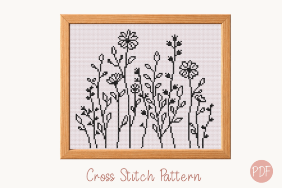 Wild Flowers Cross Stitch Pattern Modern