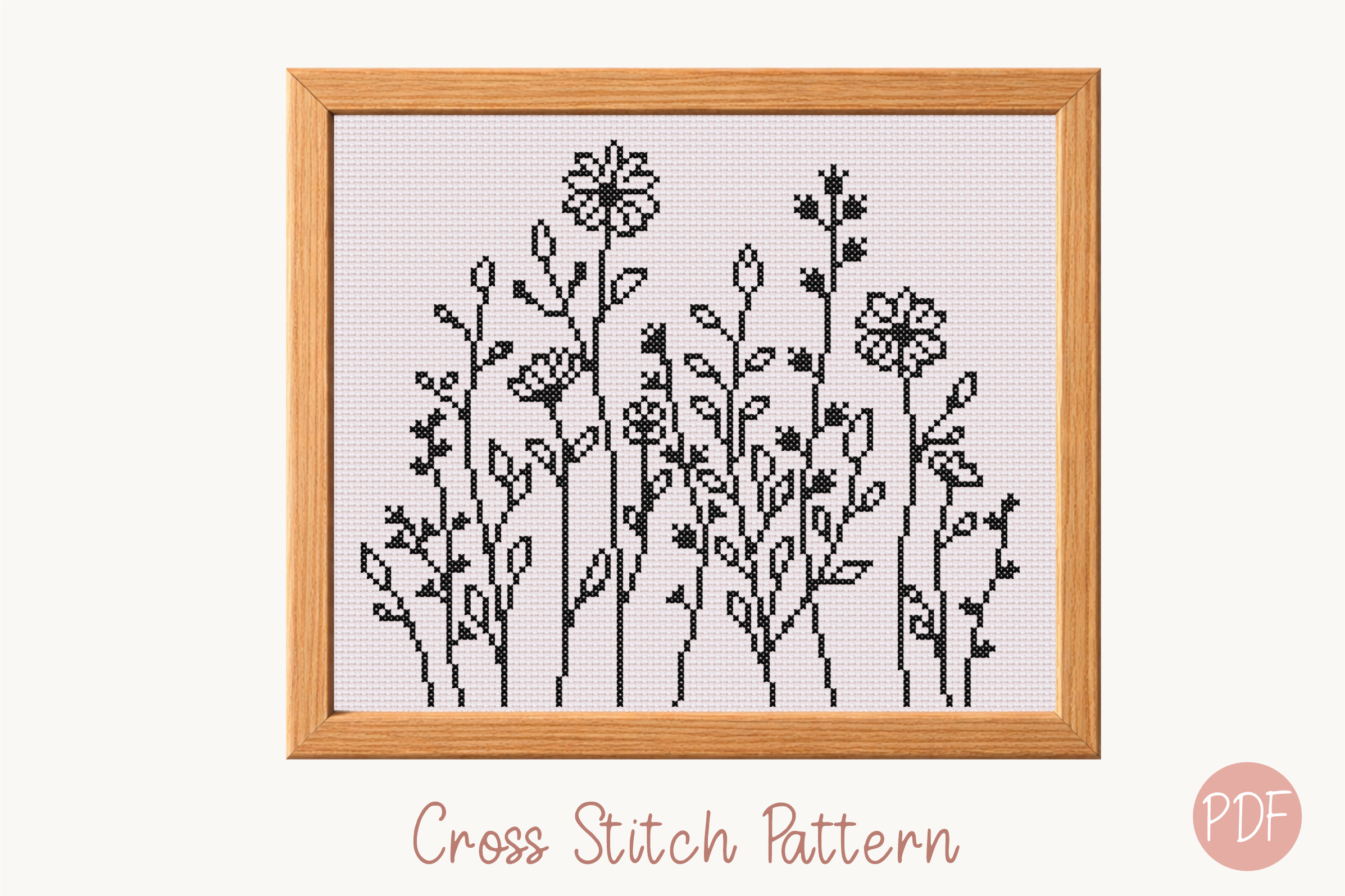 Wild Flowers Cross Stitch Pattern Modern