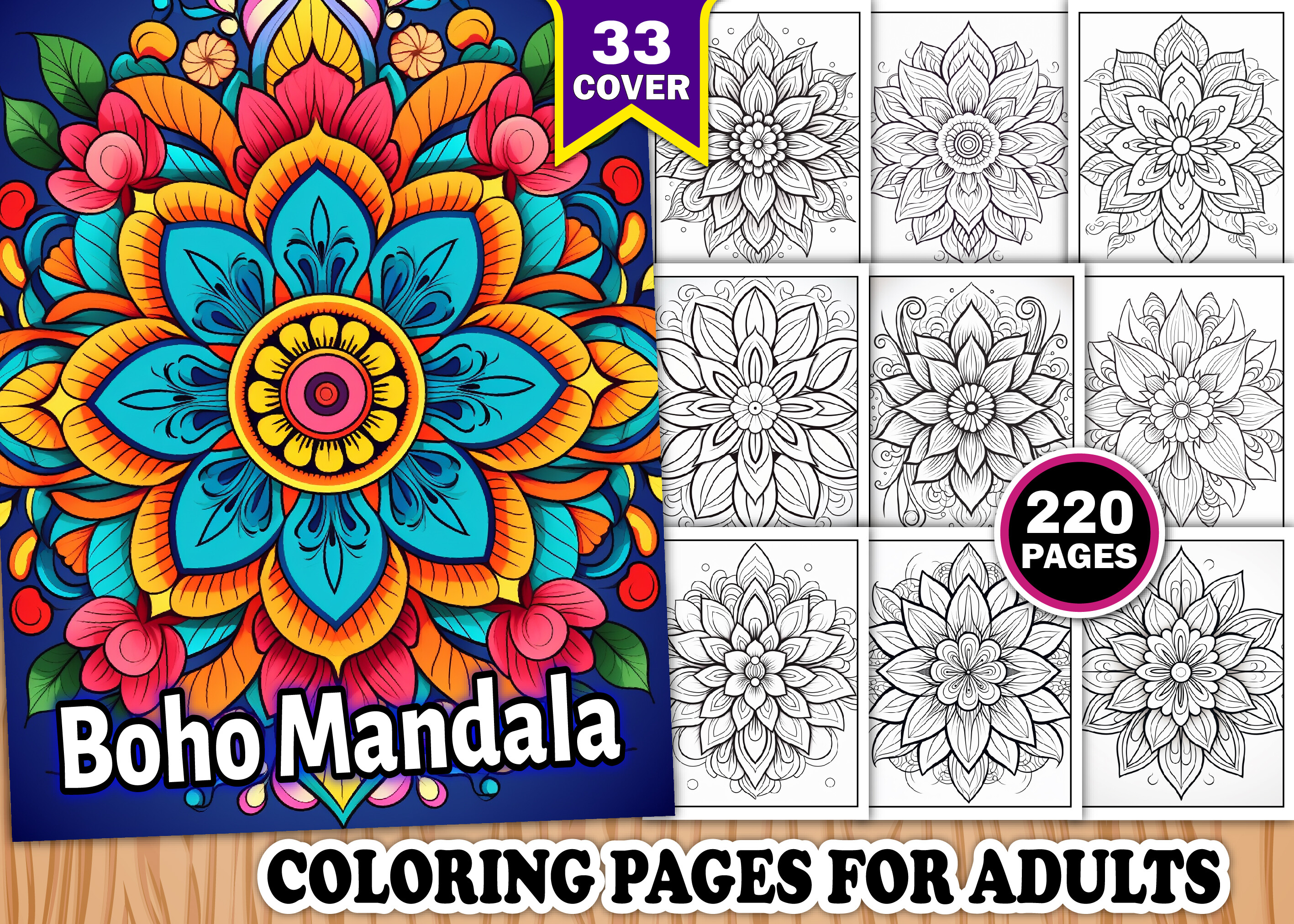 Adults Boho Mandala Coloring Book