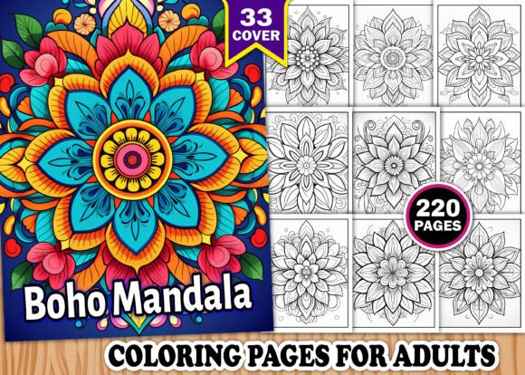 Preview of Adults Boho Mandala Coloring Book coloring pages for adults