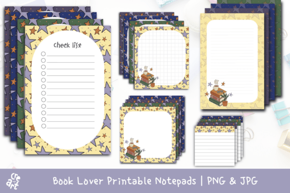 Book Lover Printable Notepads Grafik Druck-Vorlagen Von Cre Art