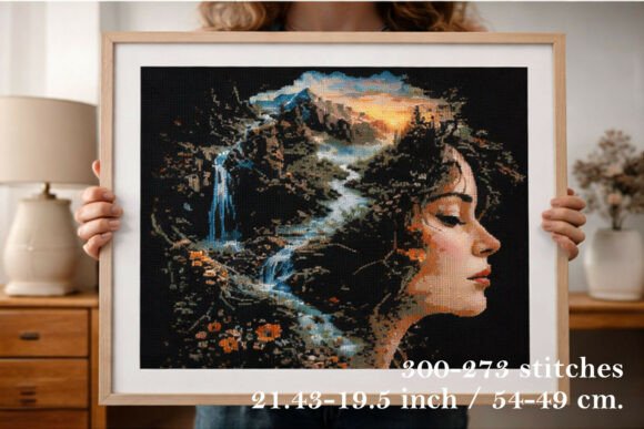 Cross Stitch Women Earth Pattern Digital