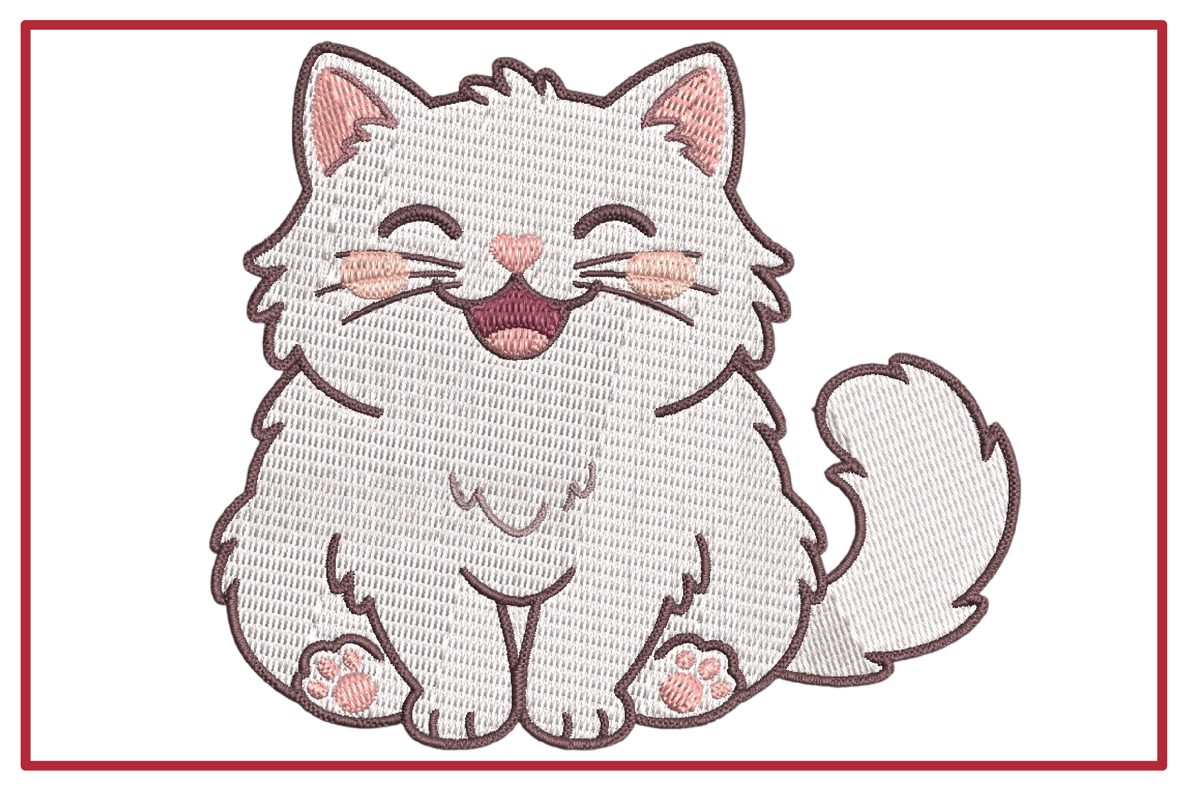Cute Fluffy Cat Embroidery Design