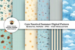 Cute Nautical Summer Digital Patterns Graphic by sagorarts · Creative ...