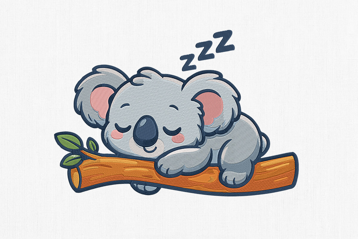 Cute Sleeping Koala Embroidery Design