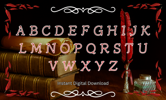 Feather Quill Font PNG with transparent background - Preview 1