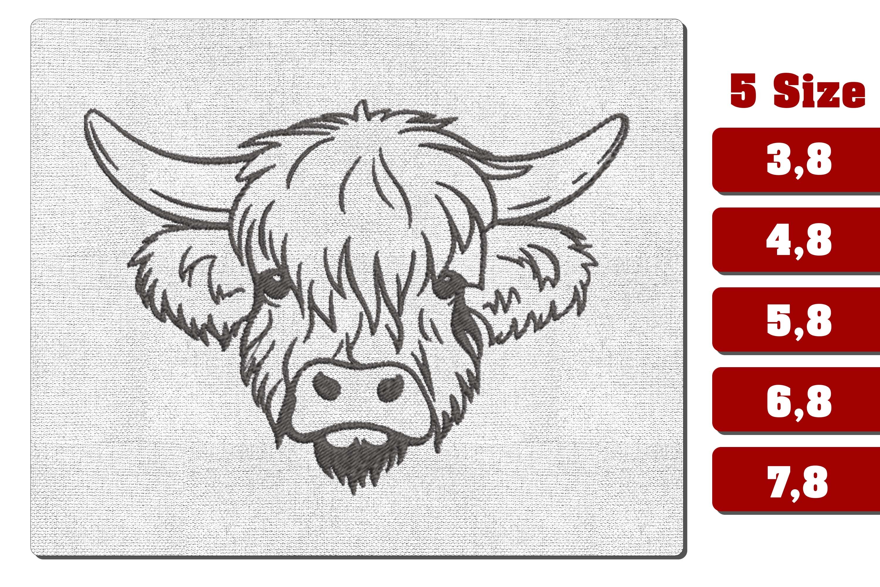 Highland Cow Bandana Machine Embroidery