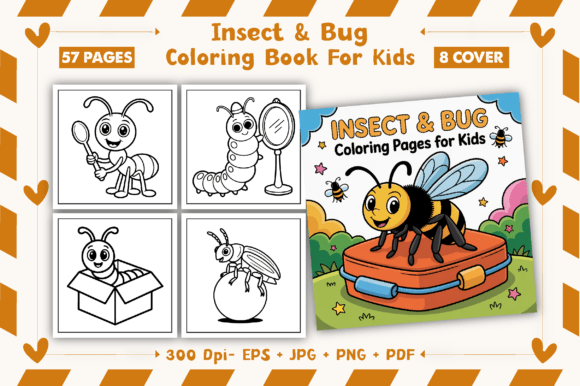Insect & Bug Coloring Pages for Kids Afbeelding Kleurplaten & Kleurboeken voor Kinderen Door HappyColor Design