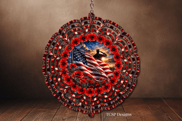 Memorial Day Soldier Wind Spinner Illustration Artisanat Par TCSP Designs