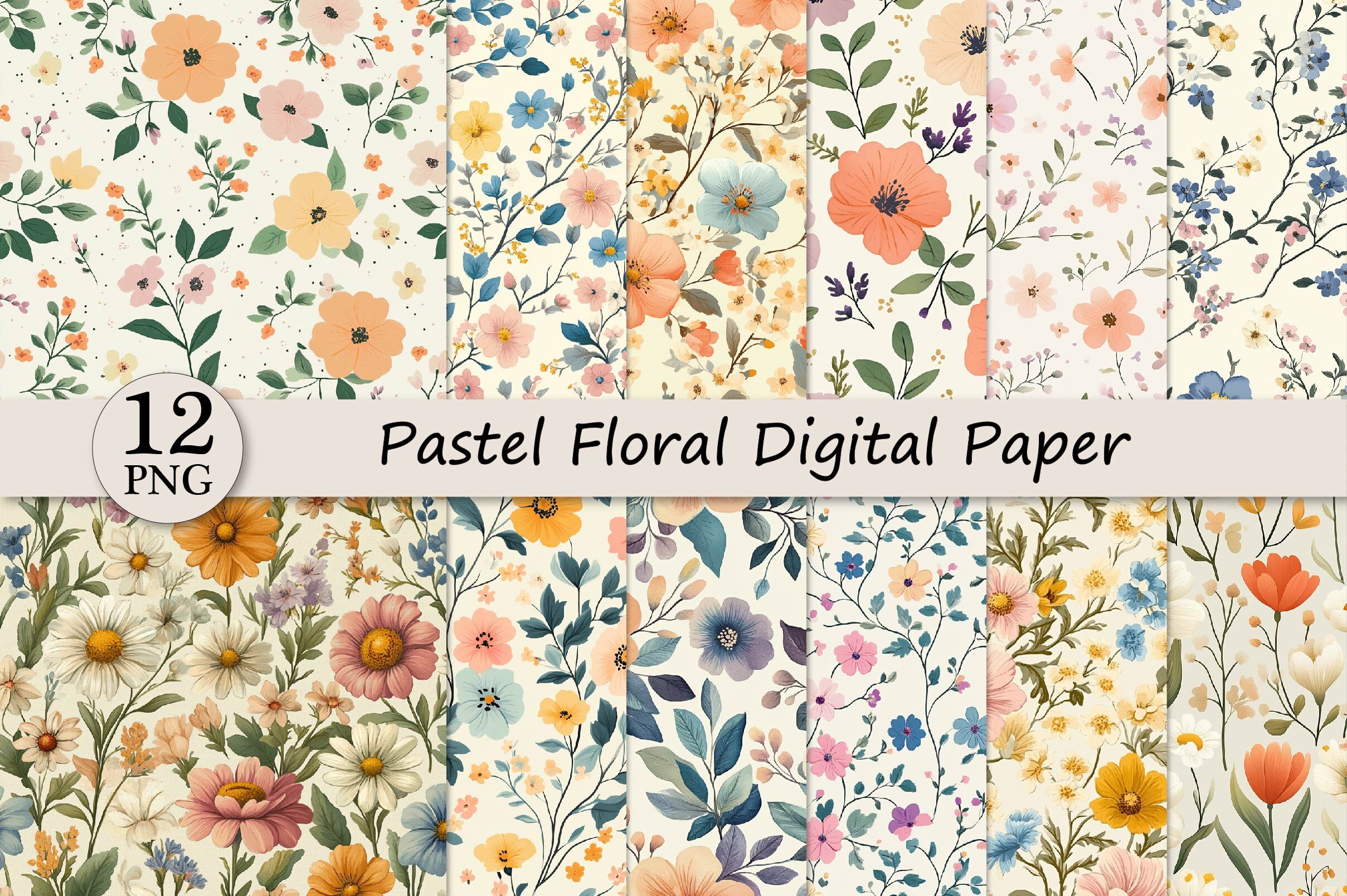 Pastel Floral Seamless Digital Paper Graphic by Dream Print · Creative ...