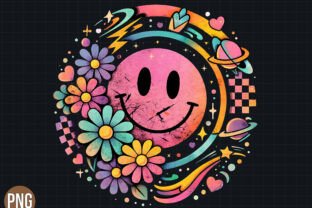 Retro Trippy Smiley Face Flowers PNG Graphic by LILY DIGITAL Arts ...