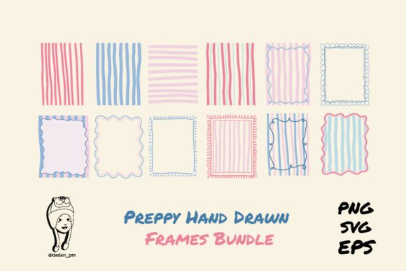 Summer Preppy Hand Drawn Frames Bundle Graphic Graphic Templates By dadan_pm