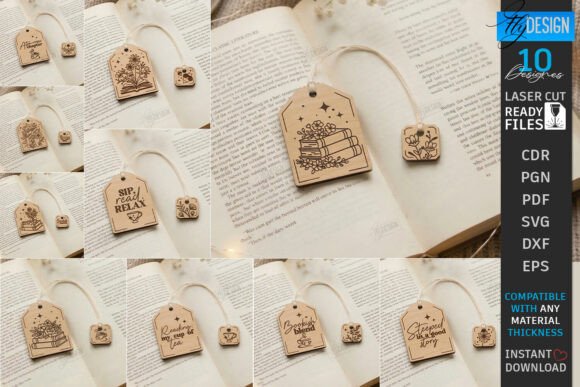 Tea Bag Bookmark Laser Cut Bundle | CNC Laser Cutting By flydesignsvg