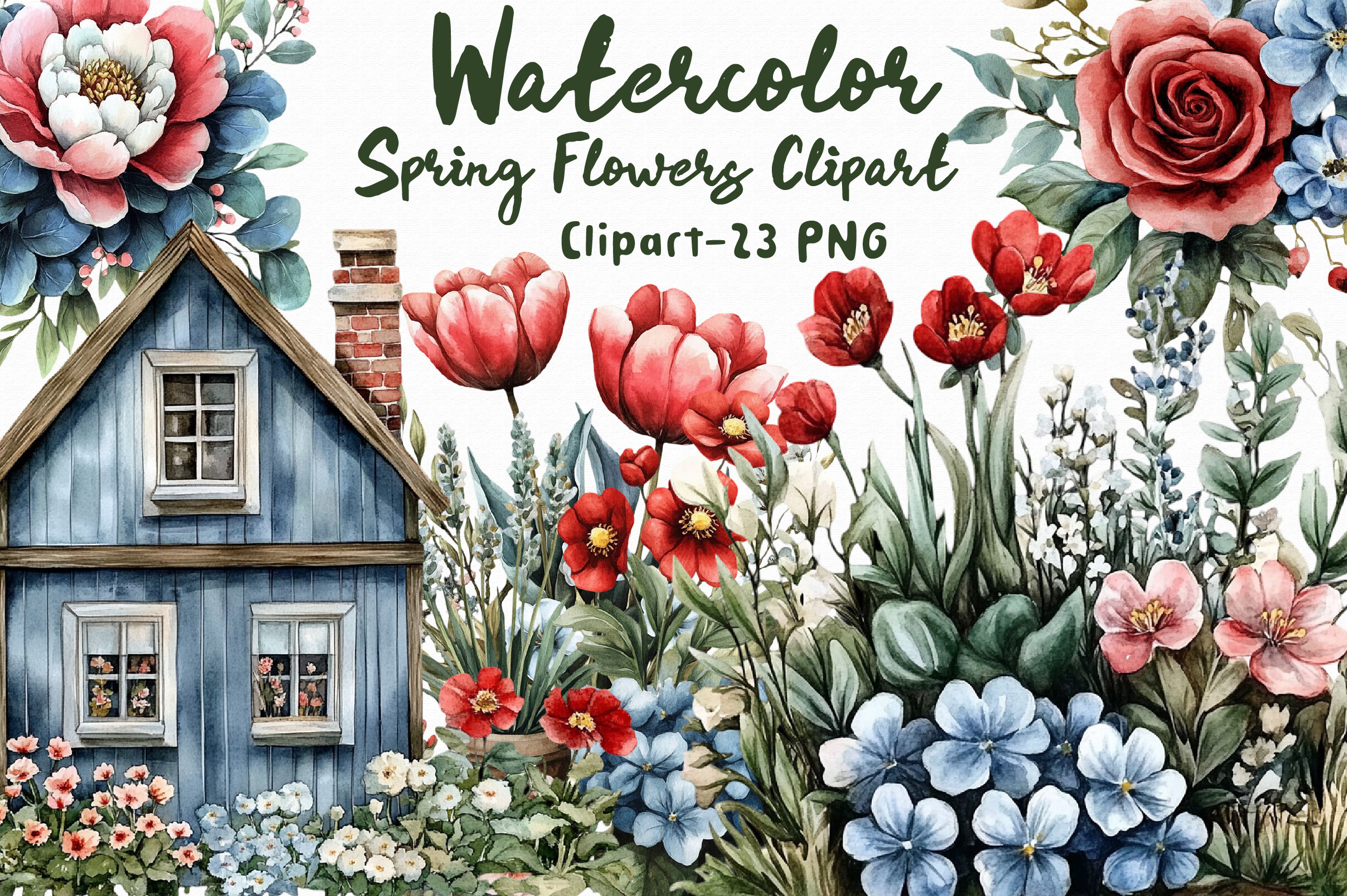 Watercolor Spring Flowers Clipart Graphic by LibbyWishes · Creative Fabrica