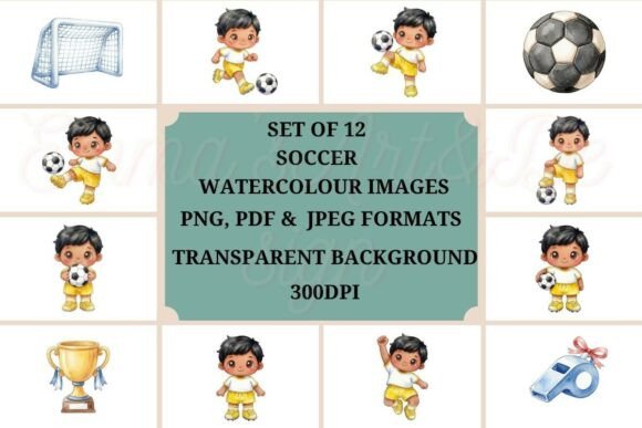 Watercolour Soccer Boys Clipart