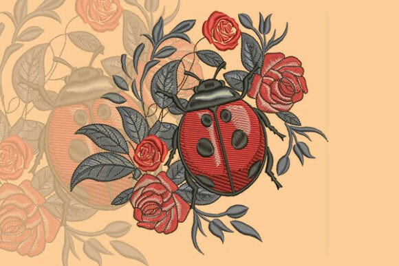 Ladybug Embroidery Insetos Design de Bordado Por Samsul Huda