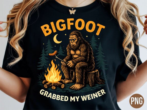 Bigfoot Grabbed My Weiner Camping PNG Afbeelding T-shirt Designs Door DIGITAL FOX