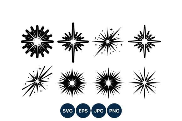 Black Starburst Shapes Vector