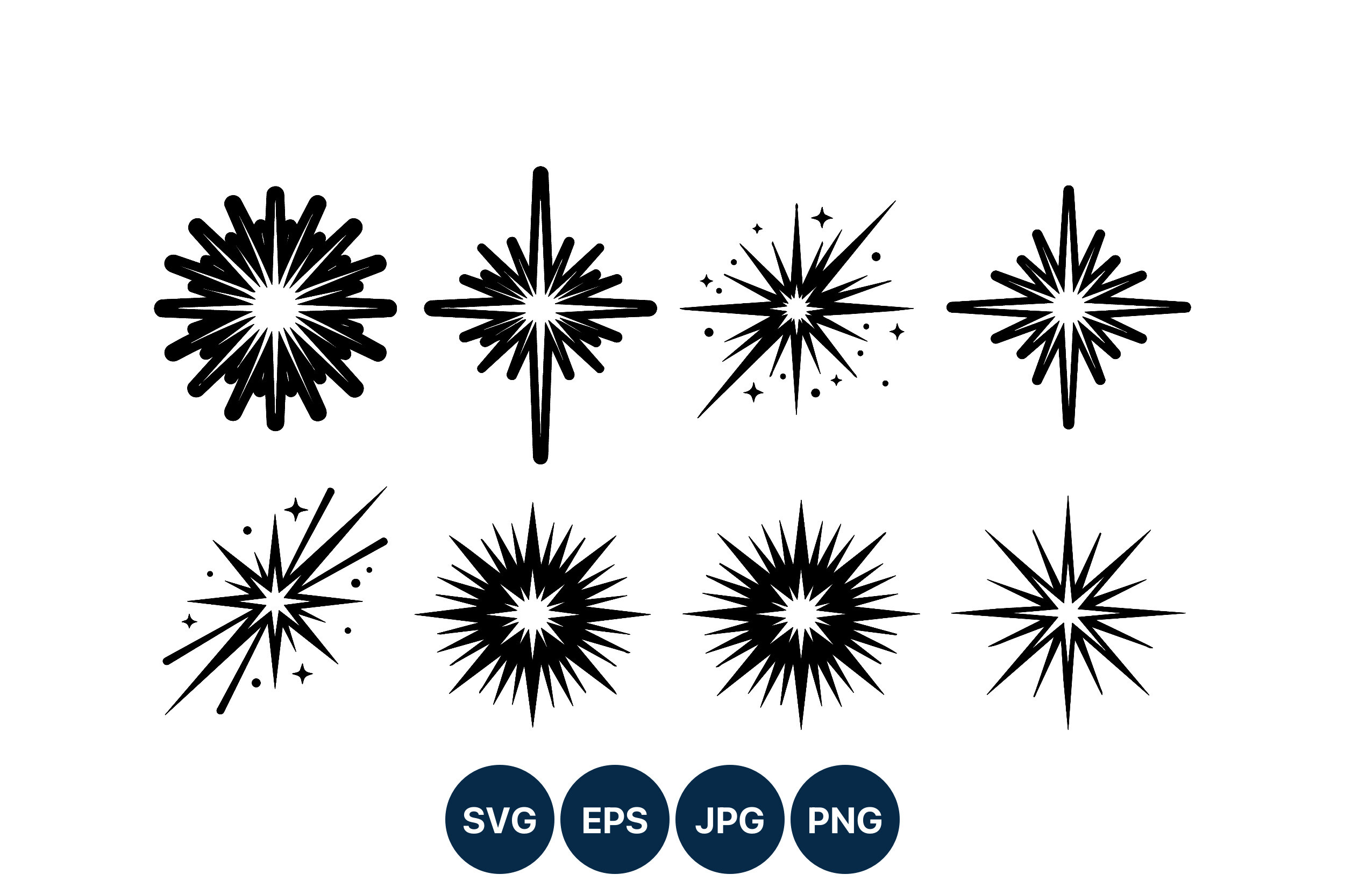 Black Starburst Shapes Vector