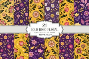 Bold Boho Floral Seamless Pattern Bundle Graphic by Vectornest12 ...