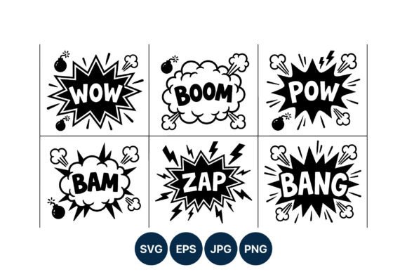 Comic Text Explosion Vector Art Set