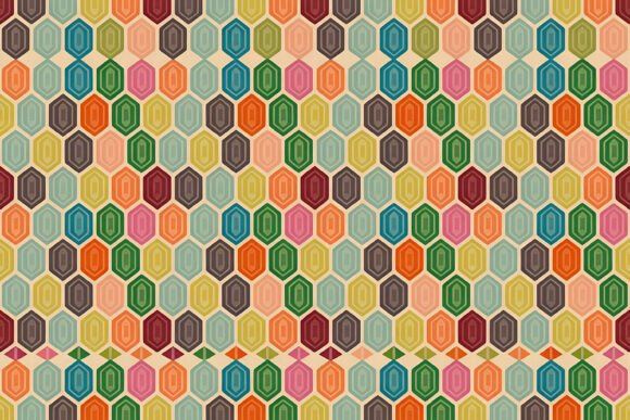 Decorative Rainbow Hexagon Grid Pattern