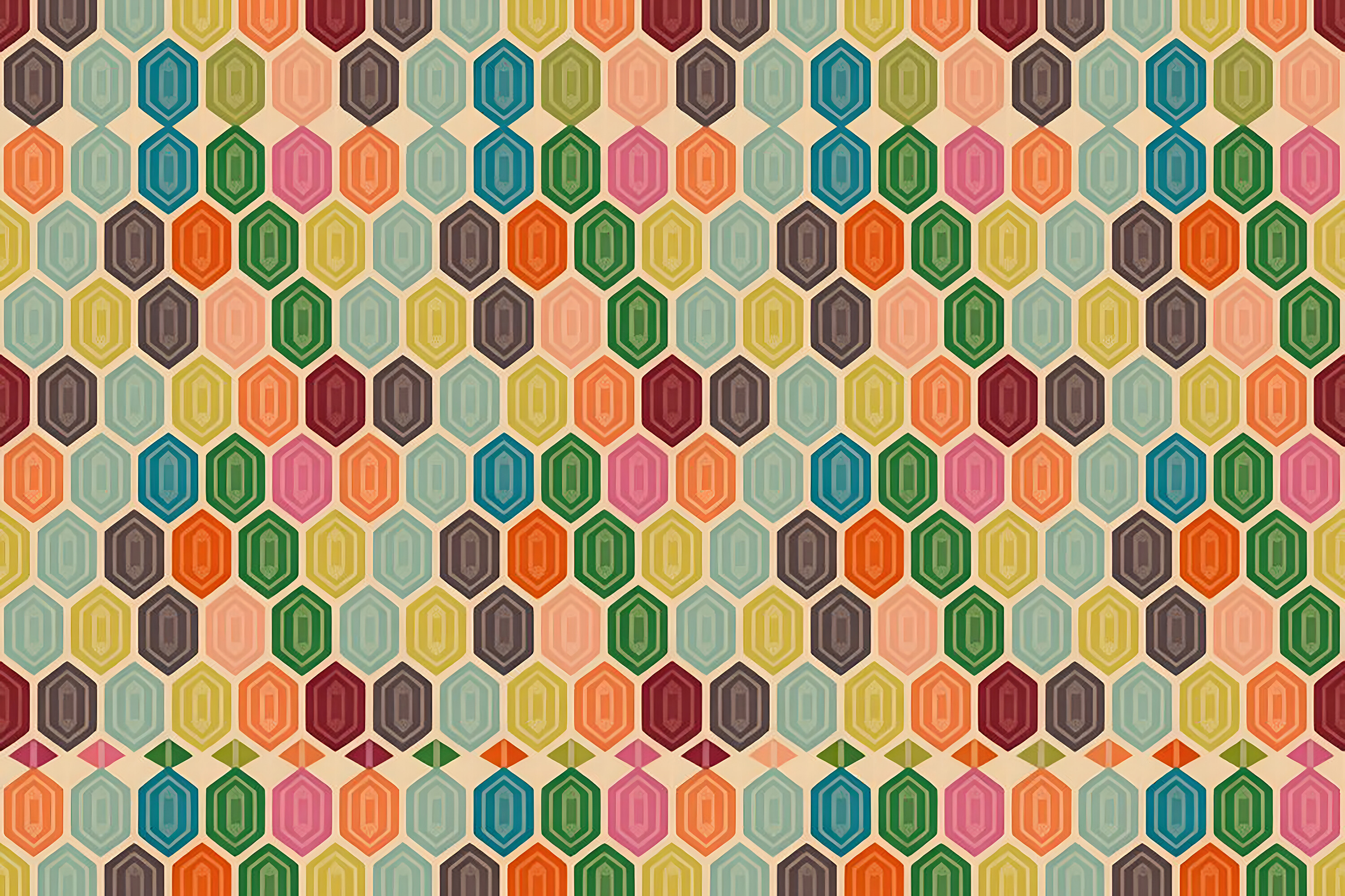Decorative Rainbow Hexagon Grid Pattern