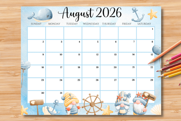 Editable/Fillable August 2026 Calendar Graphic Print Templates By Hotobi