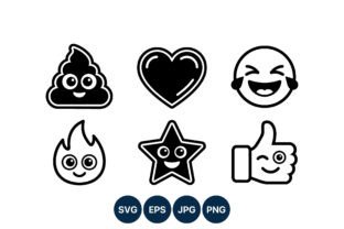 Emoji Icons Black White Vector