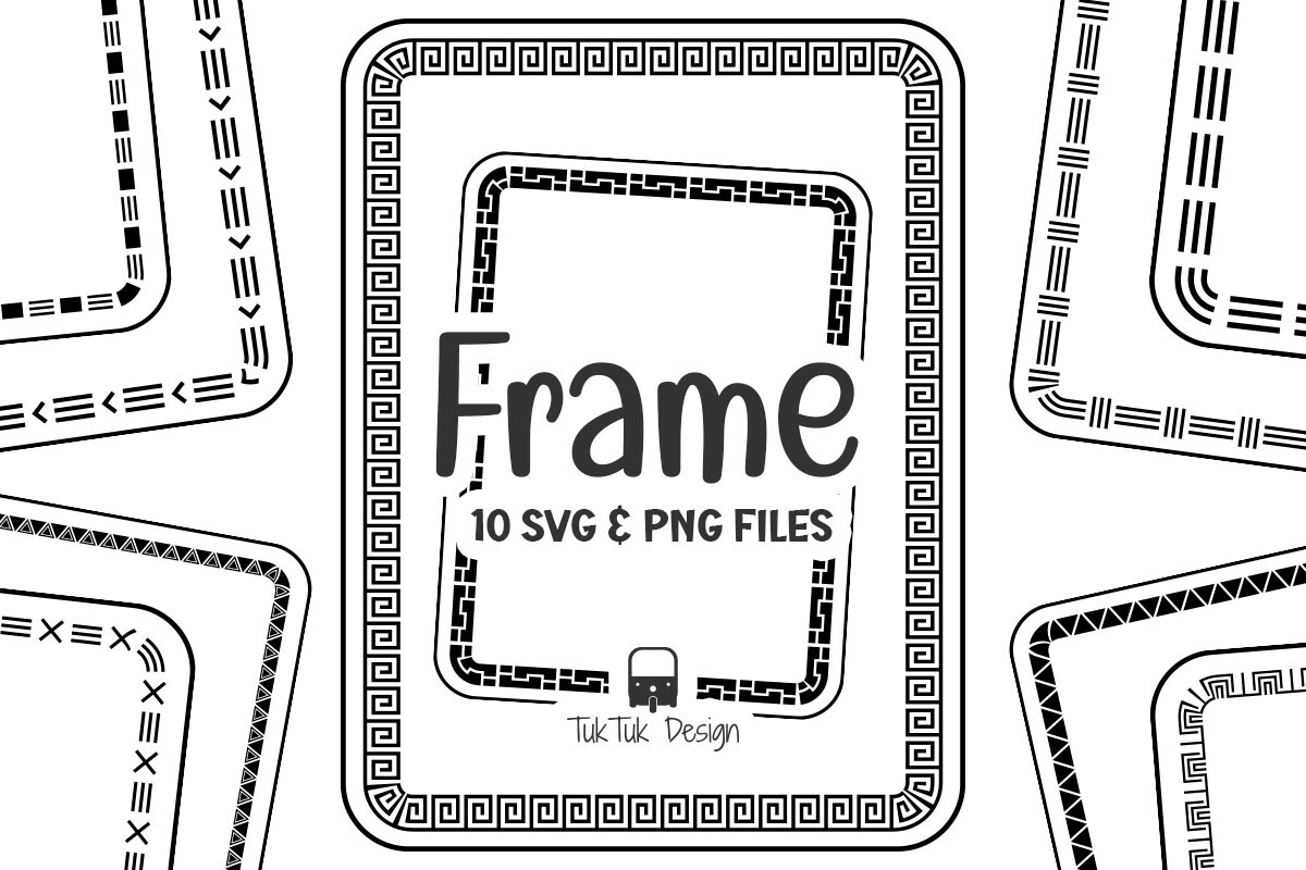 Geometric Greek Pattern Frame SVG PNG
