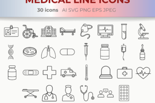 Medical & Healthcare Line Icons SVG Graphic by CozyNest Studio ...