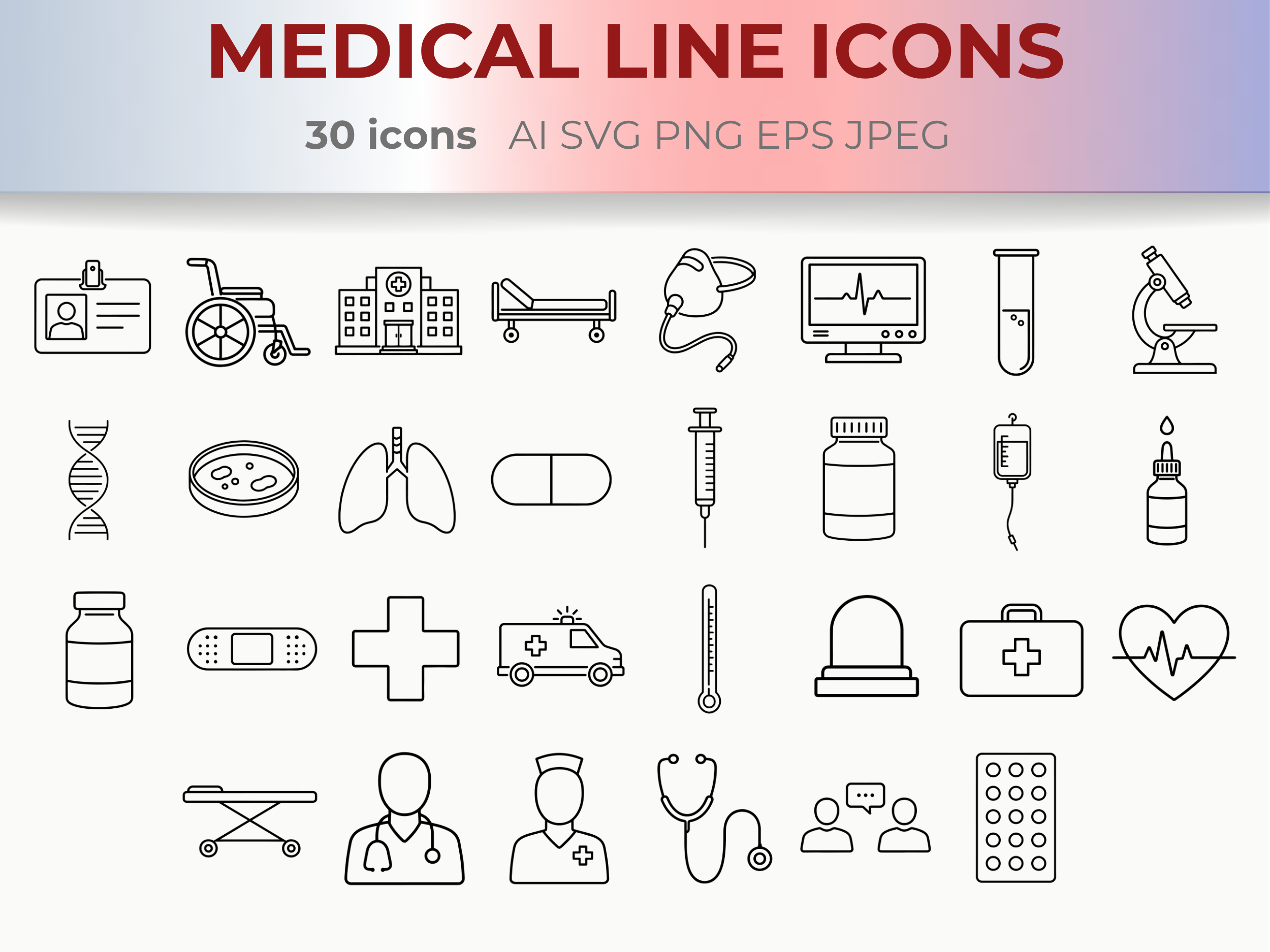 Medical & Healthcare Line Icons SVG