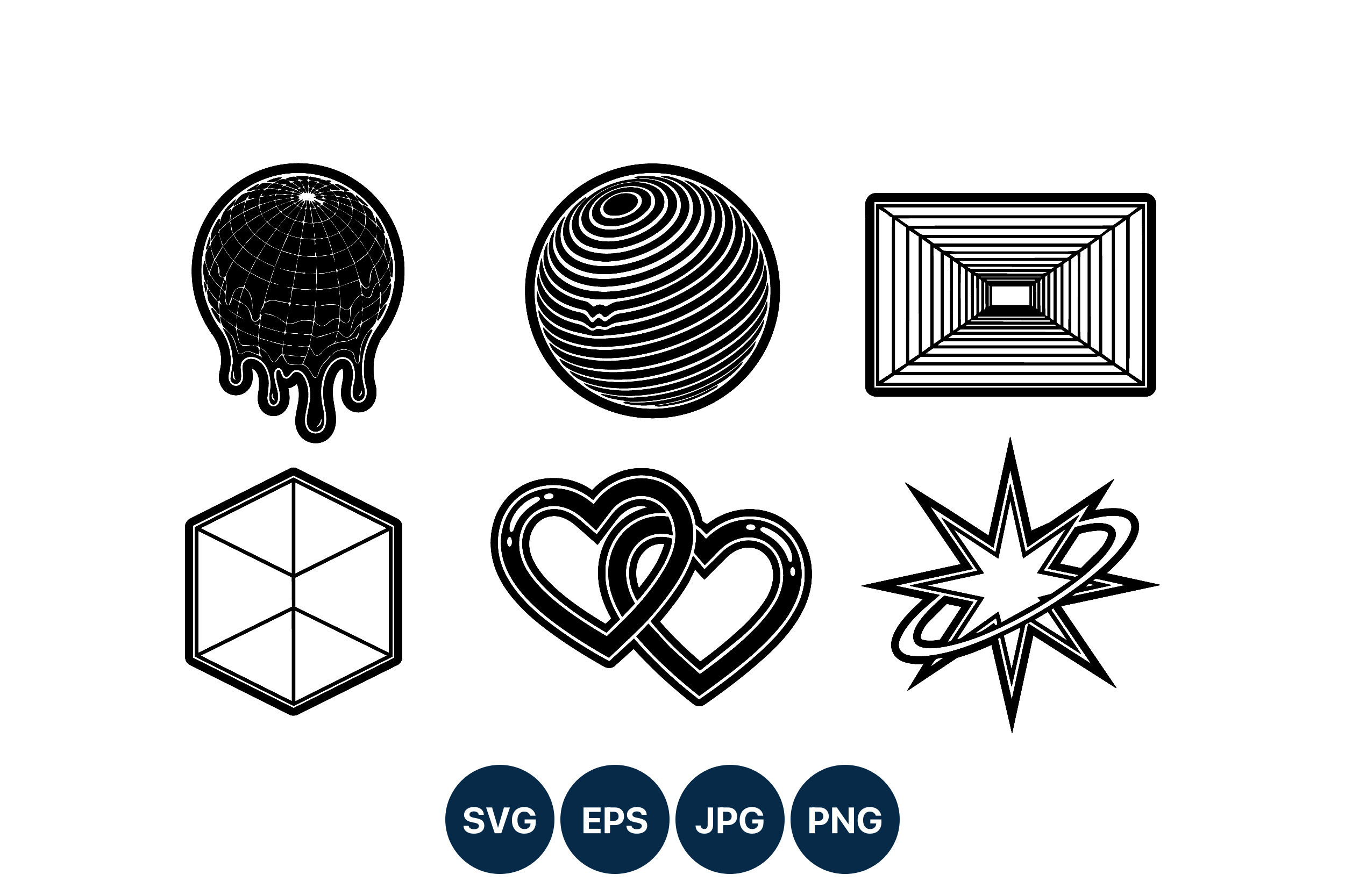 Melting Globe and Star Vector Icons