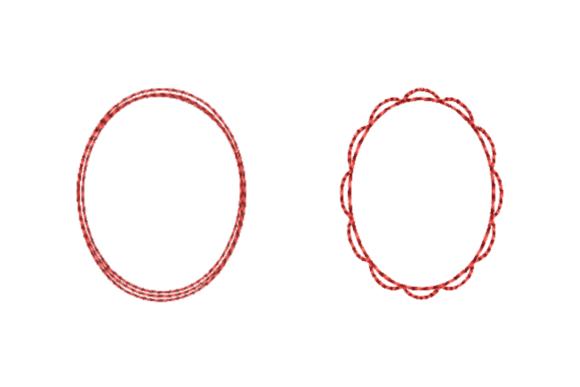Oval Frame Outline Redwork Bundle