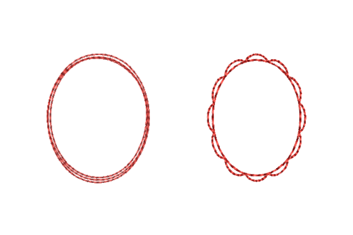 Oval Frame Outline Redwork Bundle