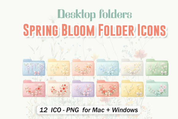 Spring Bloom Pastel Folder Icon Pack!🌸 Graphic Icons By Ruba Alash